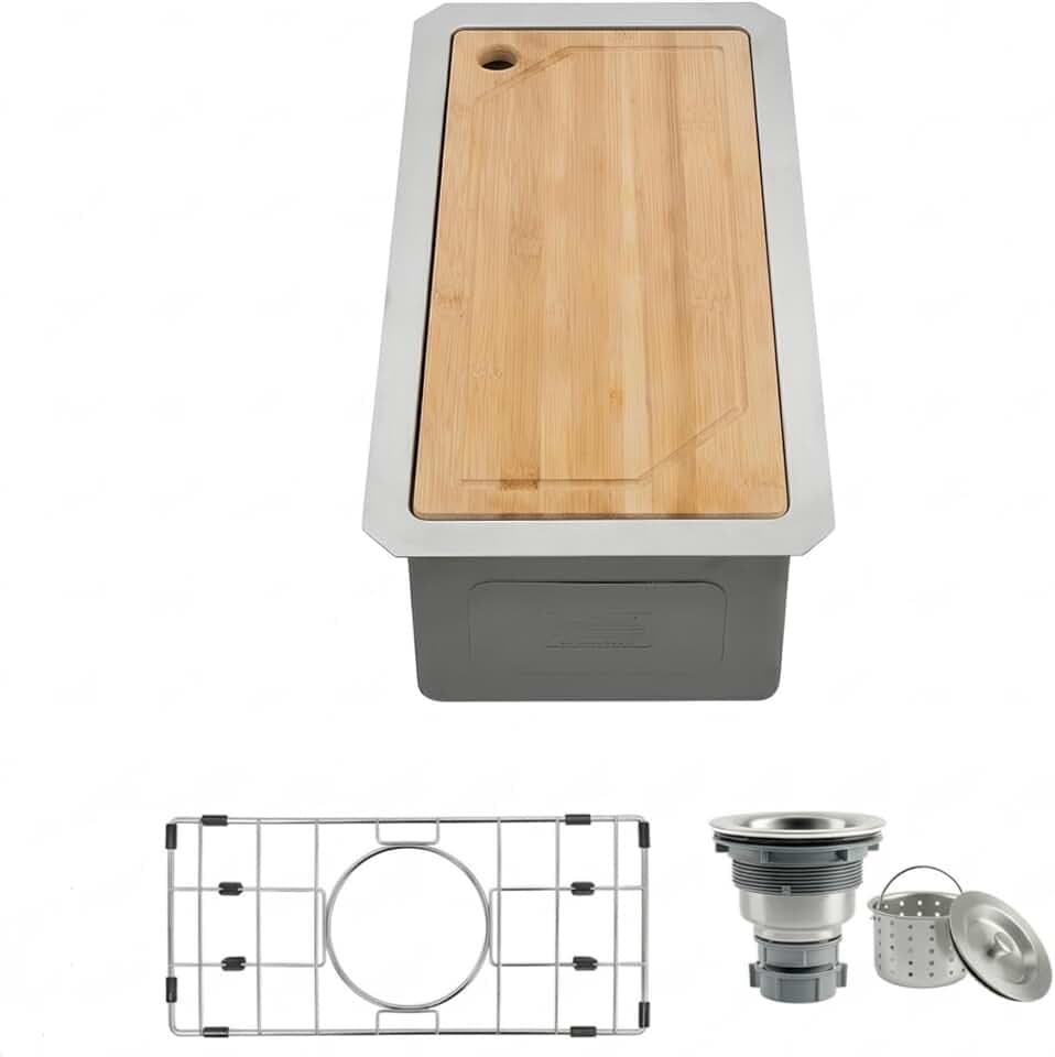 Small Bar Sink 9.5“ X 18”,Undermount Wet Bar Sink with Workstation