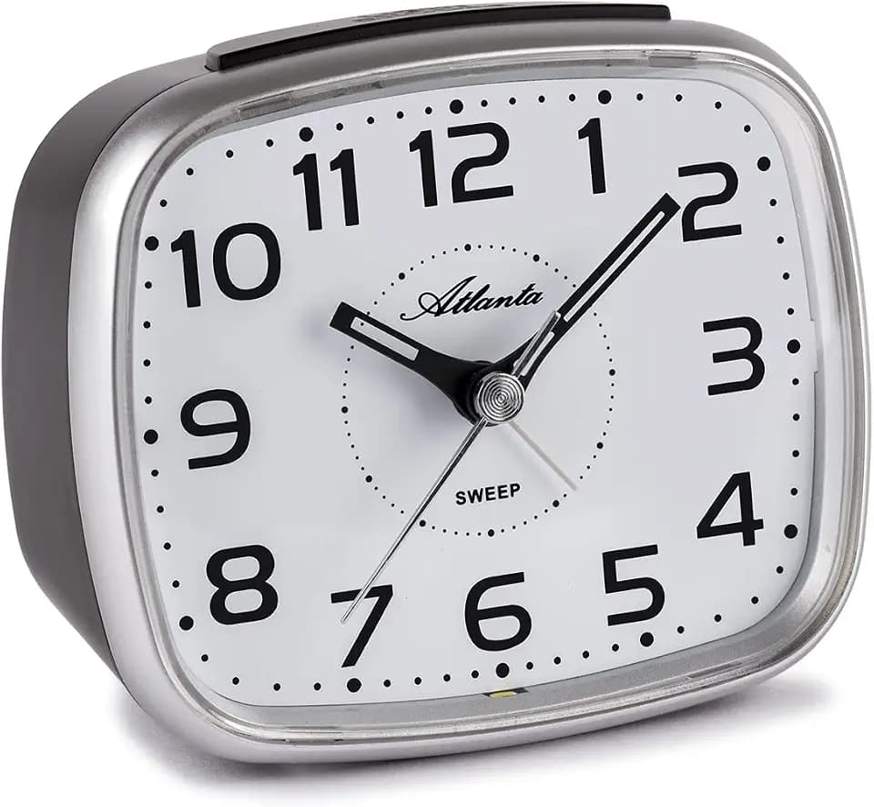 Atlanta Quarzwecker ohne Ticken mit Licht Snooze Analog Silber - 2142-19