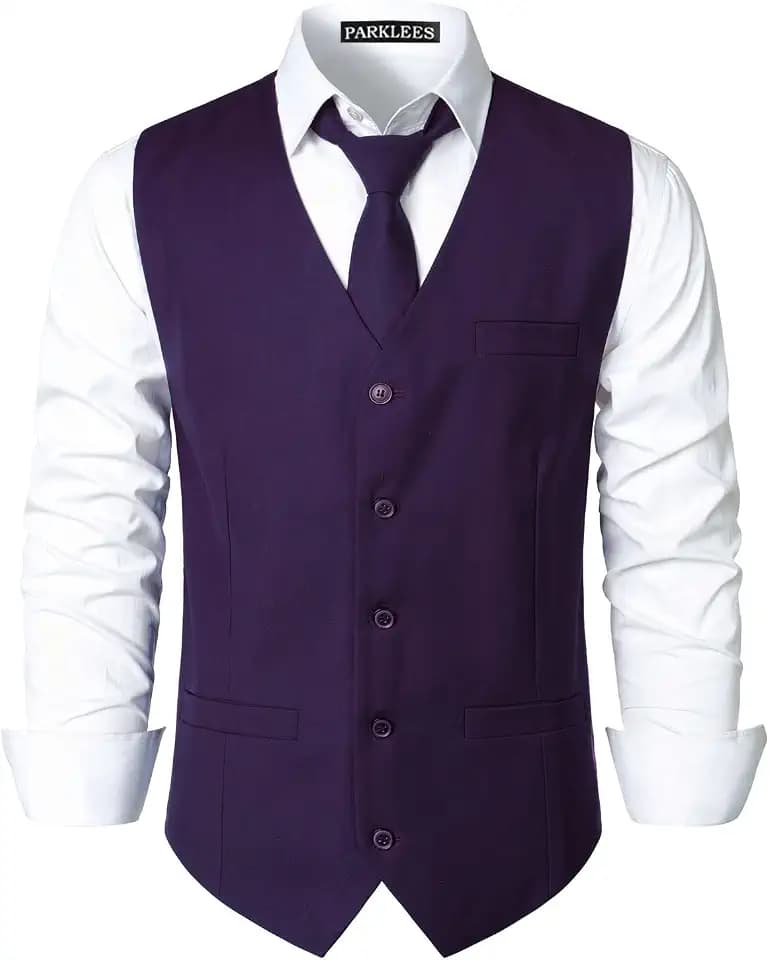 PARKLEES Herren Hipster Urban Design Business formelle Weste Slim Fit Anzug Smoking Kleid Weste