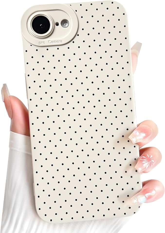 NITITOP Compatible for iPhone 16e Case Cute Dots - White Black