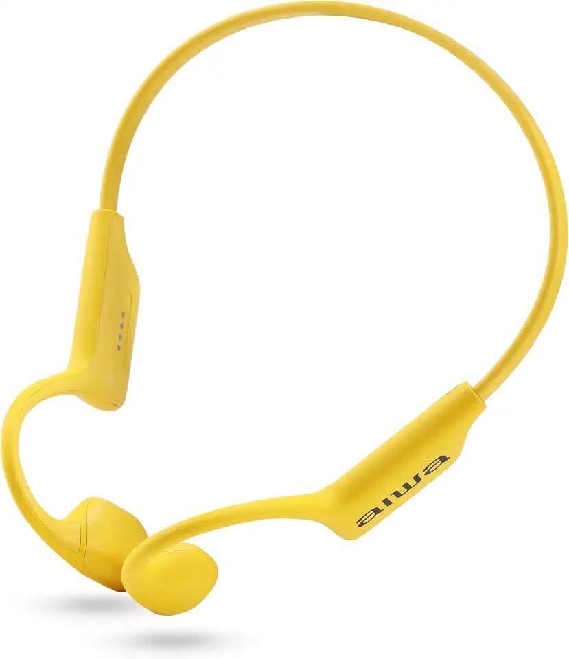 Aiwa - Bluetooth Headphones, Prodigy Swim Bone Conduction, Wireless Waterproof IP68 Sports Headset with 8GB MP3 Storage, 12-Hour Playtime, Open-Ear Design for Swimming, Running & Workouts (Yellow)