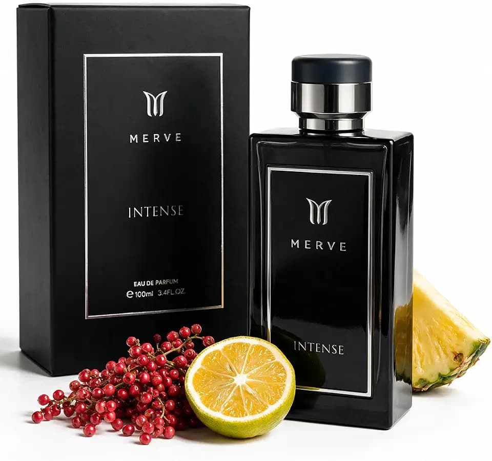 Merve Intense Perfume for Men 3.4 Oz Long Lasting EDP Bergamot Lemon Musk