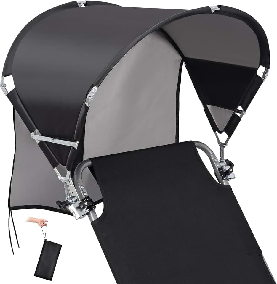 Universal Wind-Resistant Chair Umbrella Canopy, Foldable Portable UPF 50+ Sun Shade Attachment with Adjustable Clamp, Fits Most Beach, Camping, Lawn, Sports, Tanning, Zero Gravity Chairs, Patented