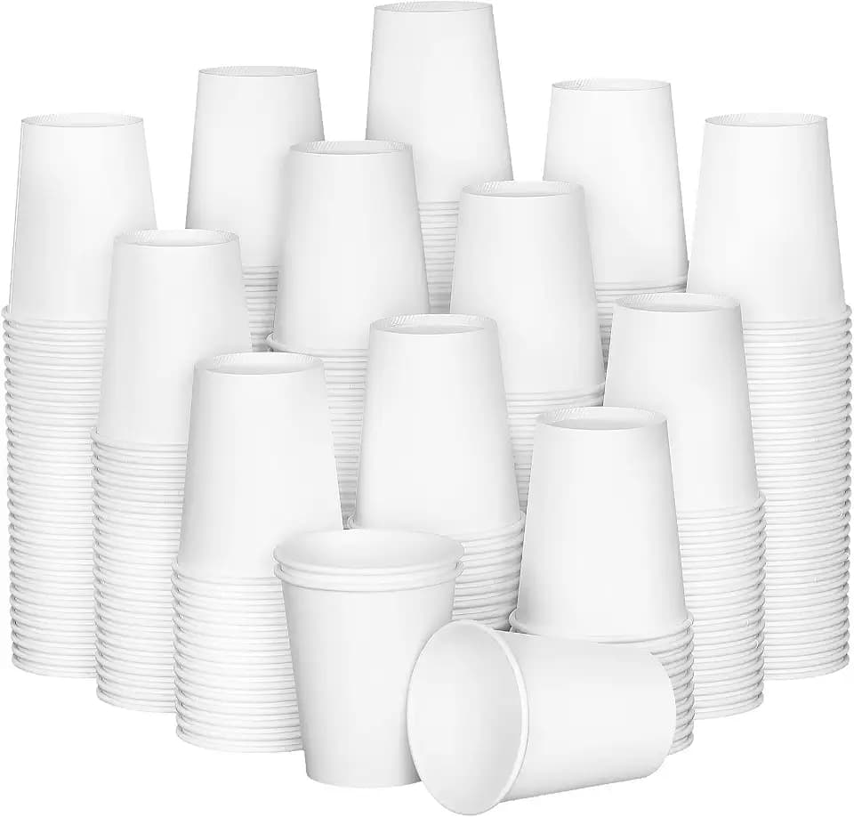 RAZCC 8 oz Paper Cups, 300 Pack 8oz Disposable Paper Coffee Cups, Coffee Cups 8 oz for Cold and Hot Drinks, White Paper Drinking Cups for Parties, Picnic, Cafes, Bistros and Events