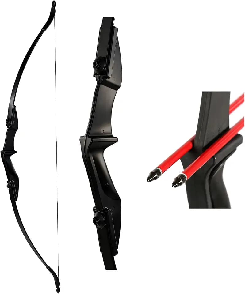 TOPARCHERY Archery 57" Takedown Youth Recurve Bow Hunting Black Long Bow for Beginner Teenagers Right Left Hand Black - Draw Weight 20lbs 30lbs 40lbs