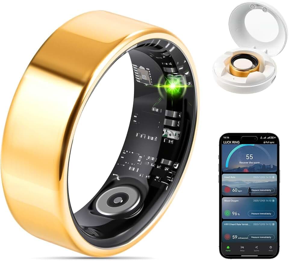 FAHKNS Smart Health Ring for Women & Men,No Subscription Fee(Rose Gold,10#)
