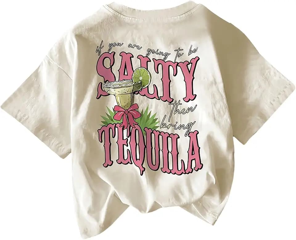 SHENHE Women's Tequila Graphic T Shirts Loose Print Beachy Tees Shirt