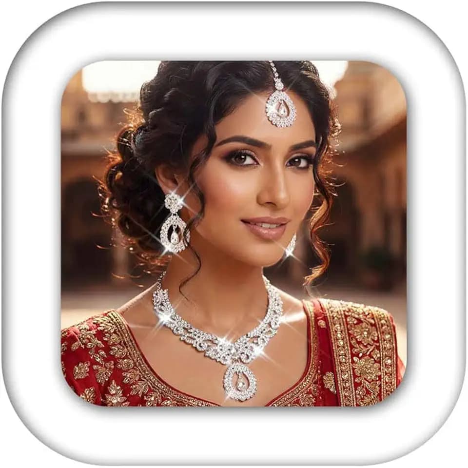 Unicra Rhinestone Gold Indian Jewelry Sets Wedding Bollywood Necklace Earrings Set Formal Prom Costume Jewelry Set for Women and Brides