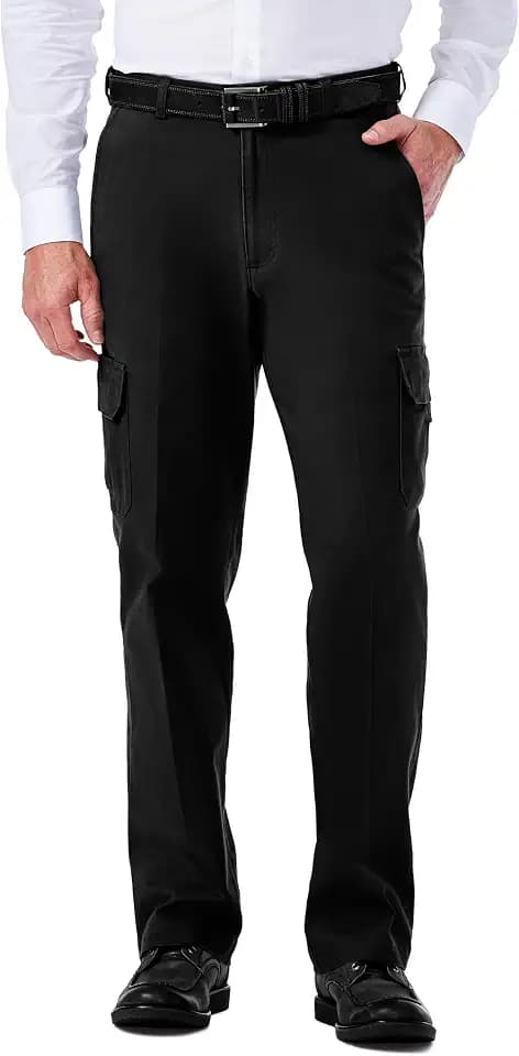 Haggar Men's Comfort Stretch Classic Fit Flat Front Cargo Pant - Regular and Big & Tall Sizes