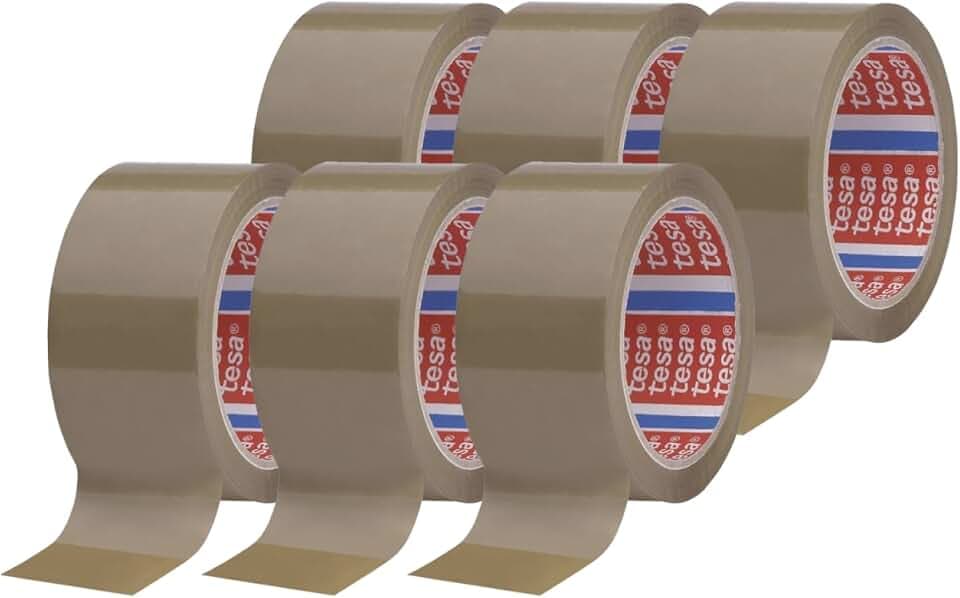 tesapack PP 4195 Paketband im 6er Pack - Geräuscharmes Klebeband zum Verpacken von Paketen und Kartons - braun - 6 Rollen je 66 m x 50 mm