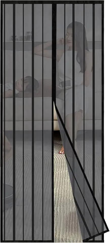 Sekey Magnet Fliegengitter Tür Vorhang für Holz, Eisen, Aluminium Türen und Balkon (70x210 cm, Schwarz)