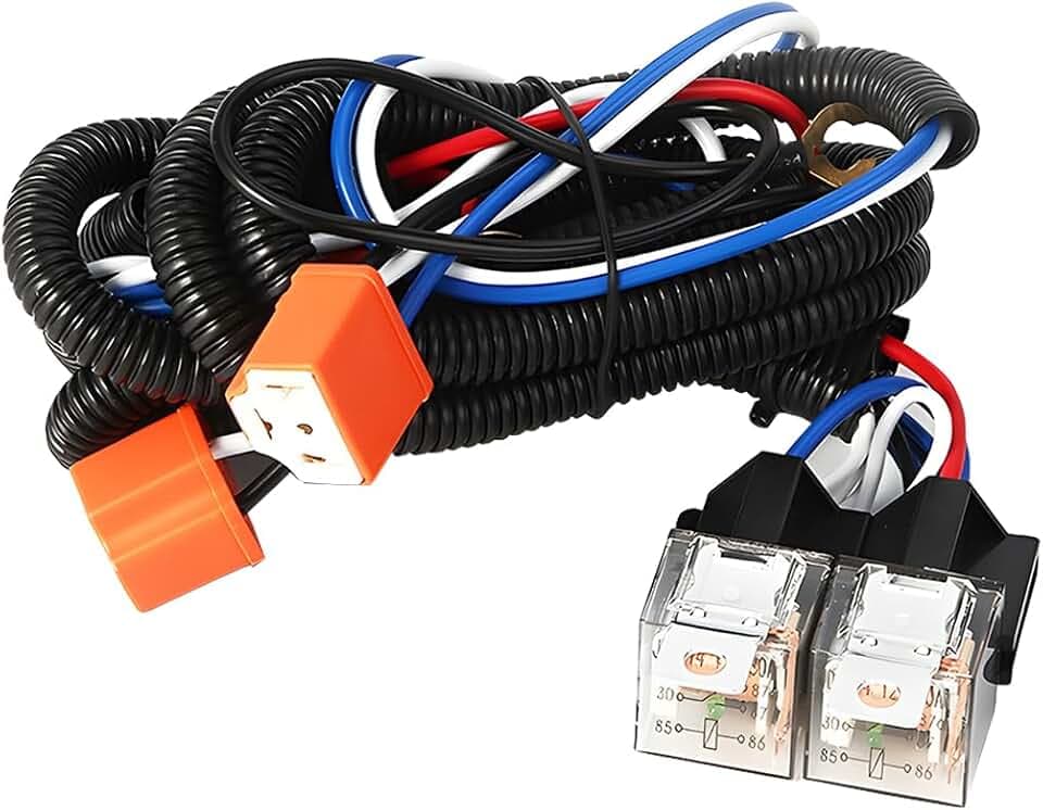 Car H4 LED Headlight Wiring Harness, 12V Heavy Duty Vehicle Head Light Relay Harness Kit, Auto Dual Ground Problem Headlight Connector Socket Kit, Compatible with 9003 H6024 5x7