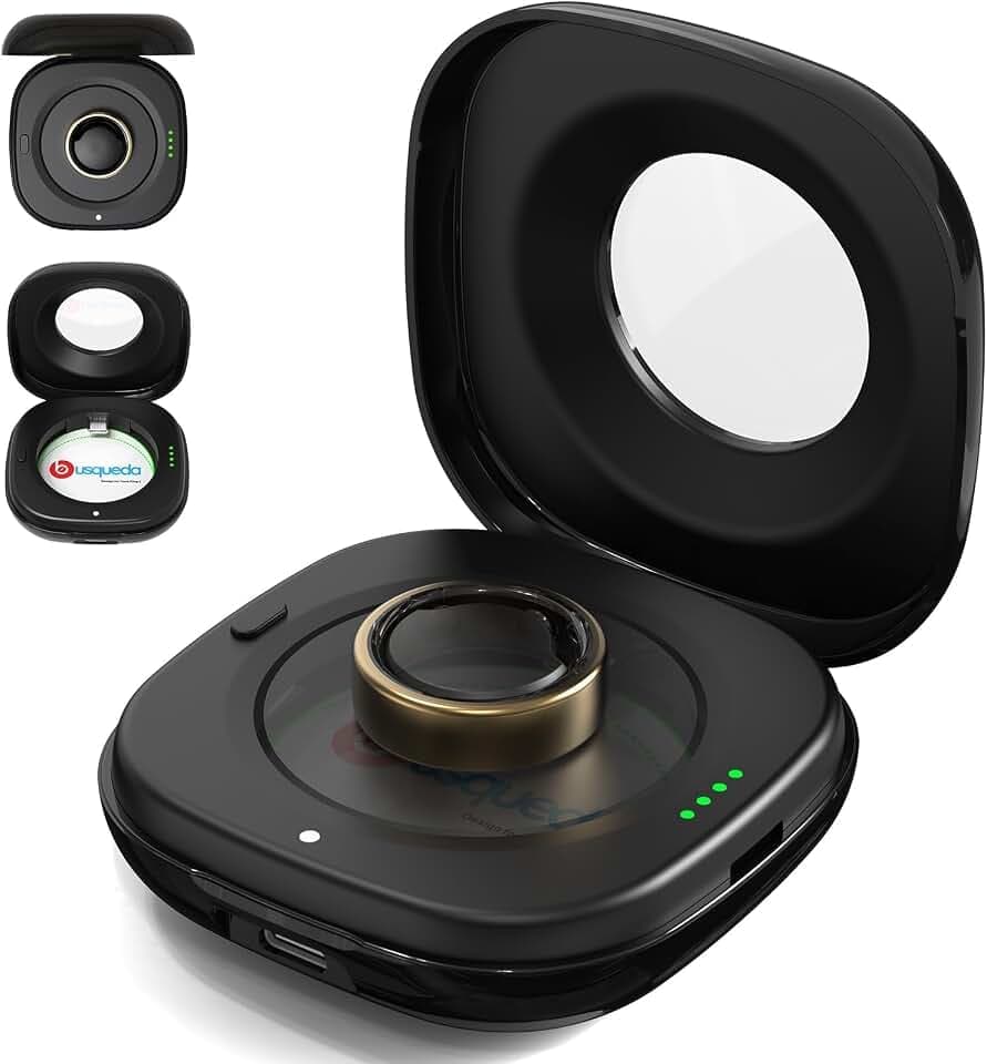 Wireless Charging Case for Oura Ring 3 Charger, 2000mAh Portable Travel Charging Station Fits All-Sized Ring Gen 3, 30-Day Runtime (Official Charger NOT Included),Black