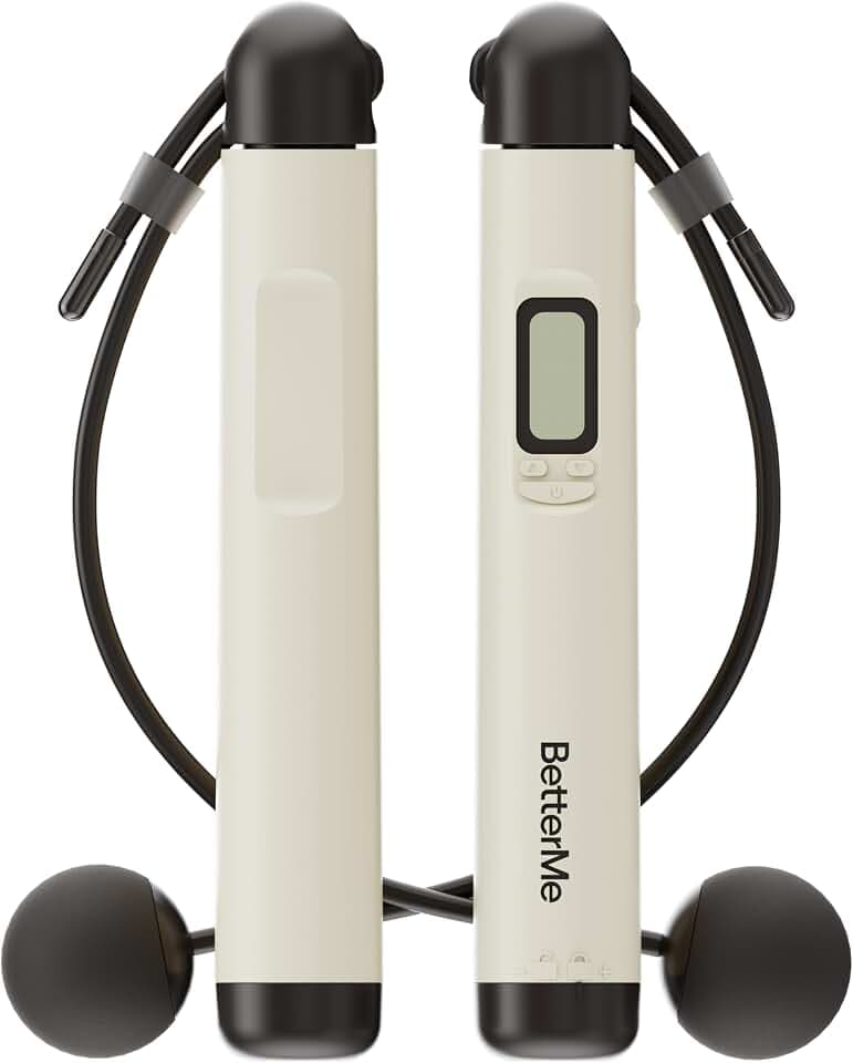BetterMe Cordless Jump Rope with Counter - Tracks Jump Count & Workout Duration - Height Adjustable Jump Rope for Women and Men - Cordless Indoor Workout
