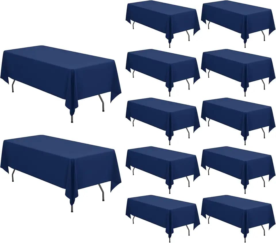 Pesonlook 12 Pack Navy Blue Rectangular Tablecloth 60 x 102 Inch