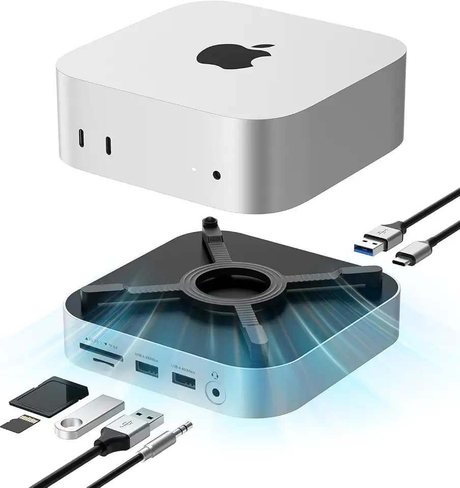 NOVOO Mac mini M4, M6, M5 Pro Dock & Stand with 8TB NVMe SSD Enclosure