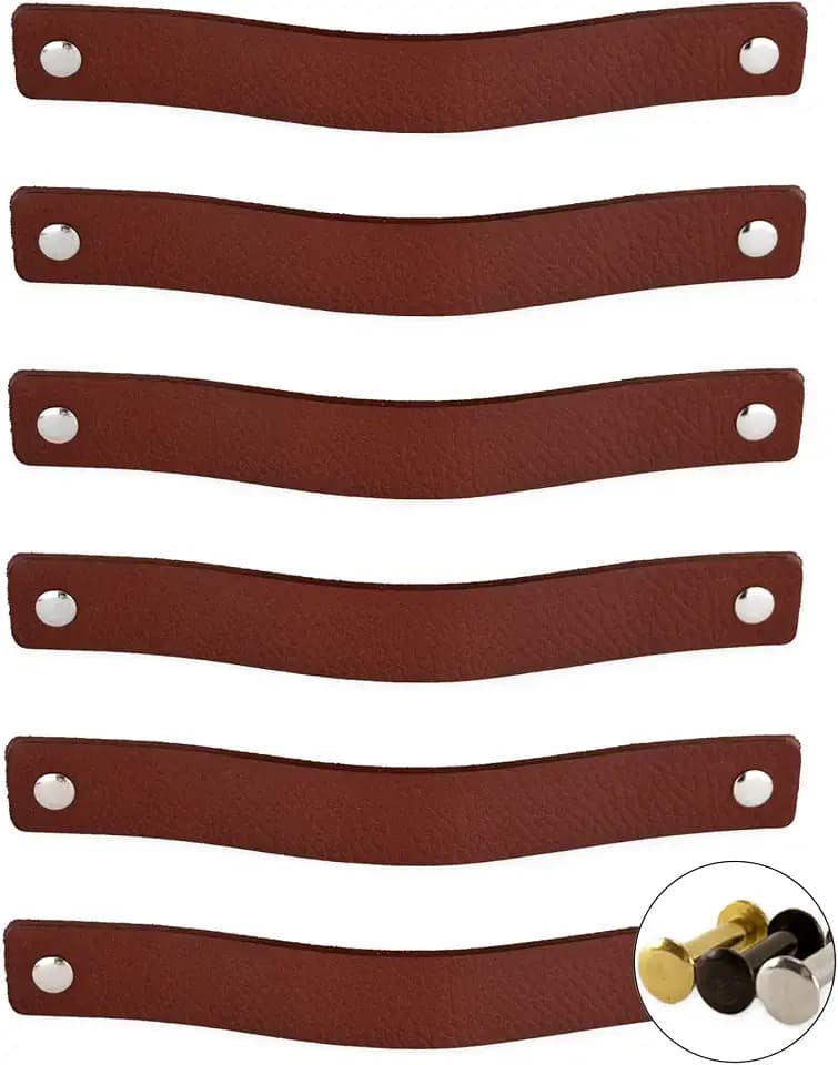 Brute Strength – Ledergriffe für Möbel – 20 x 2,5 cm – Cognac – 24 Stück