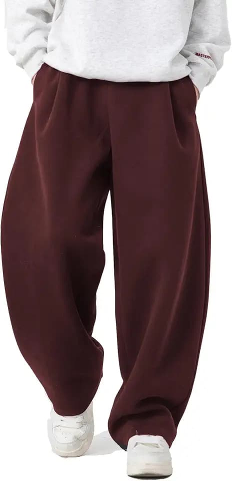 Mens Baggy Sweatpants Wide Leg Casual Elastic Waist Drawstring Athletic Loose Jogger Fall Sweat Pants with Pockets