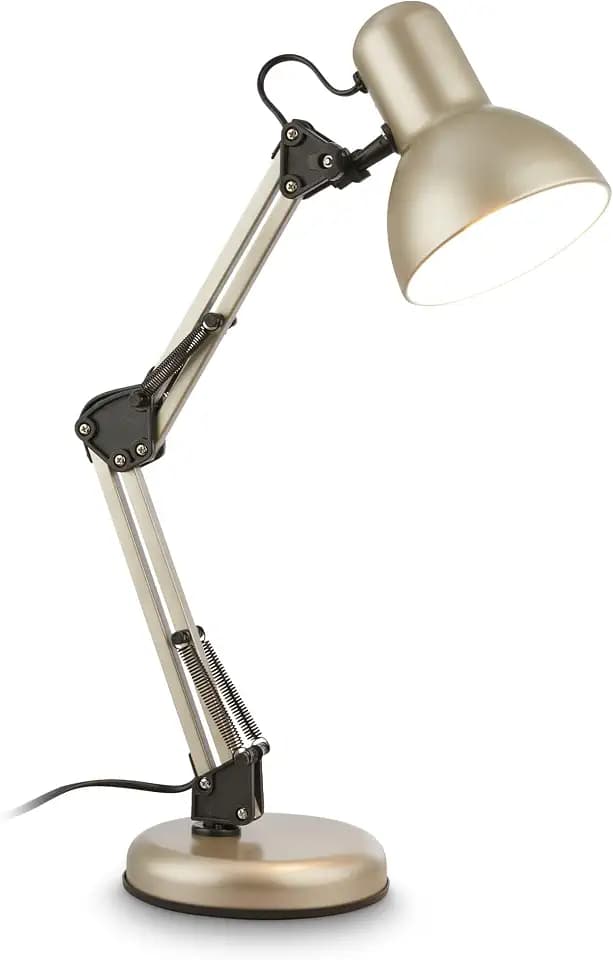 BRILONER - Schreibtischlampe Schwenkbar Kabelschalter Satin-Metallic 54,6cm