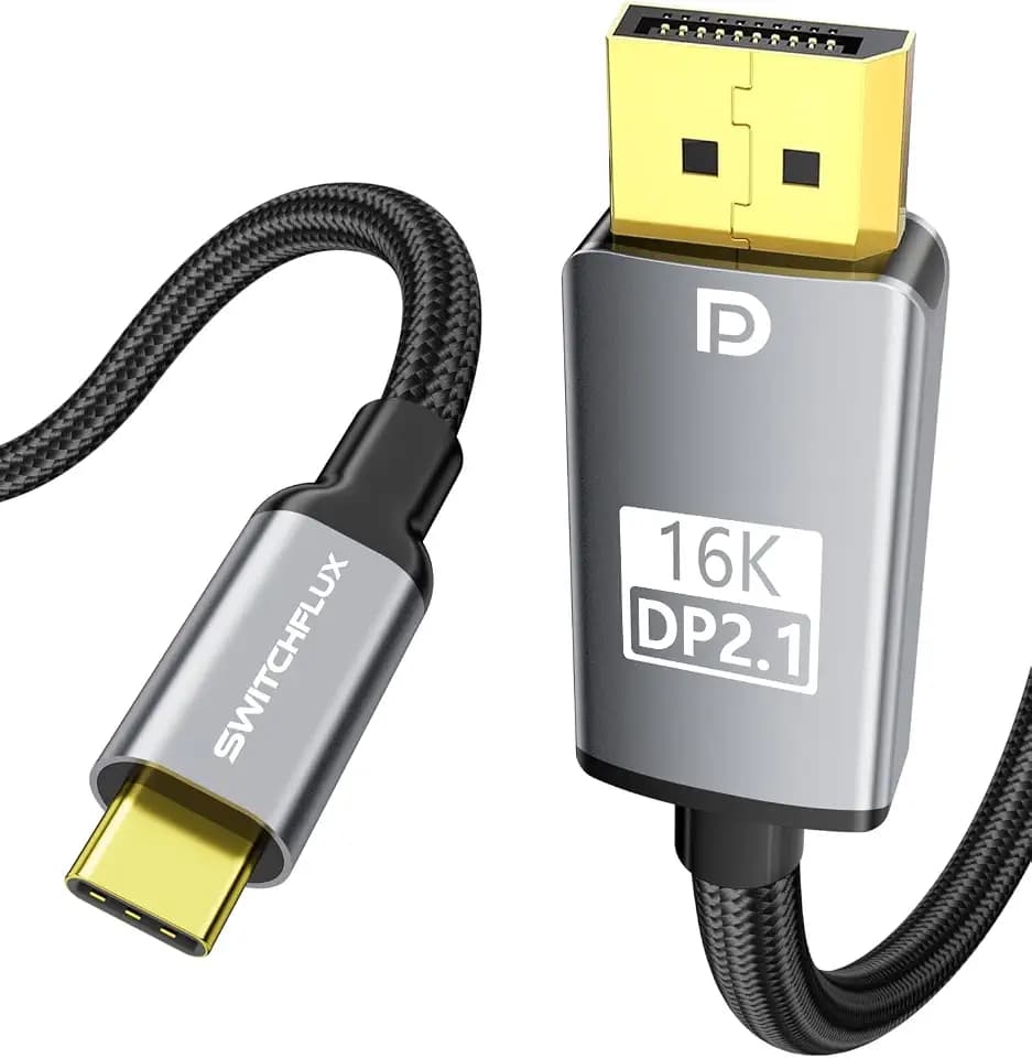 USB C to DisplayPort 2.1 Cable [16K@30Hz 8K@120Hz 4K@240Hz] 10FT