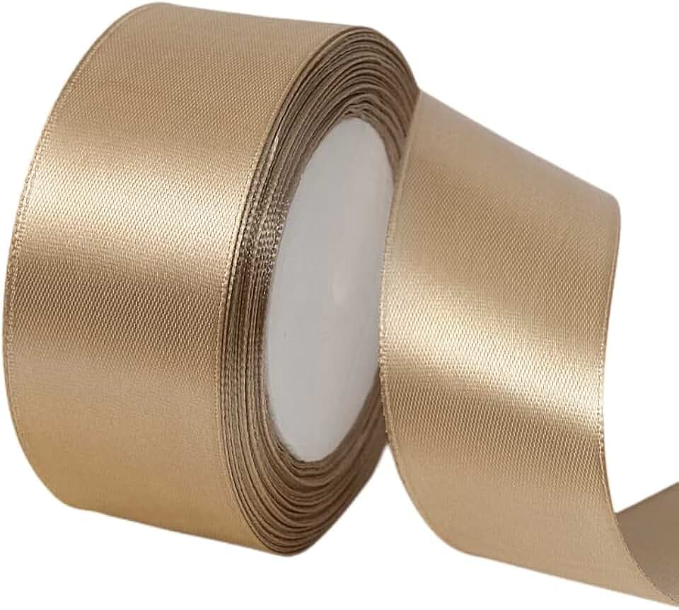 Satinband Champagner Gold 40mm, 23 Meters Dekoration Geschenkband Fein Schleifenband, Stoffband für Luftballons, Hochzeit, Taufe und Geburtstag Geschenke Der Valentinstag Verpackung von Geschenken