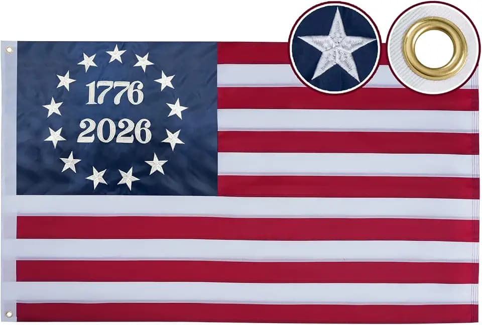 1776-2026 250th Anniversary USA Flag 3x5 ft, Embroidered American Betsy Ross Flags for Outside, Heavy Duty 13 Stars 250 Year 13 Colonies US Flag with 2 Brass Grommets