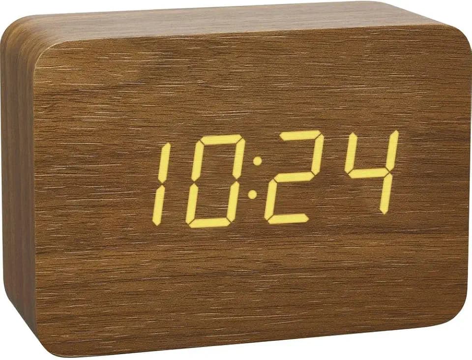 TFA Dostmann Design Funk-Wecker in Holz-Optik Clocco mit LED Ziffern