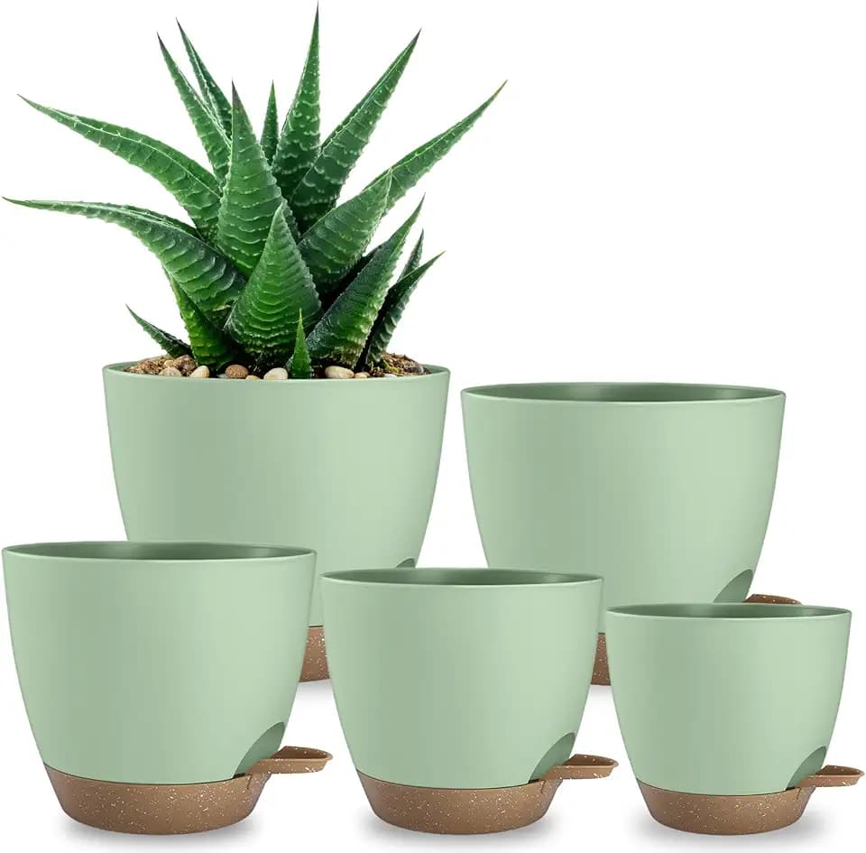5 Pack Self Watering Pots for Indoor Plants with Saucers