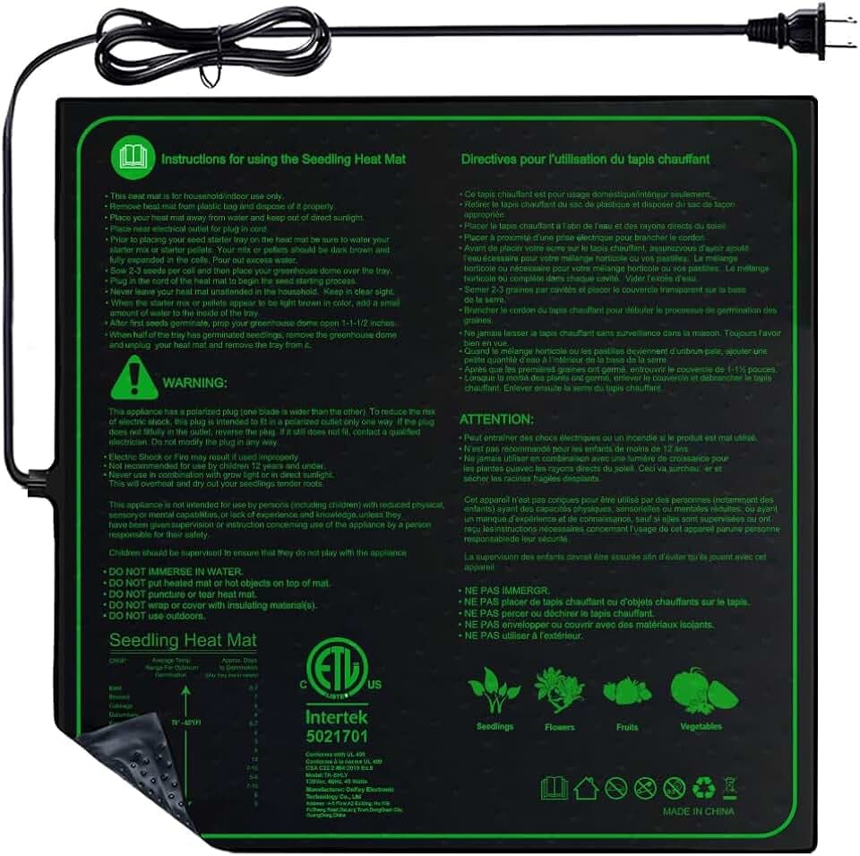 20"x20" Durable Seedling Heat Mat for Seed Starting and Germination