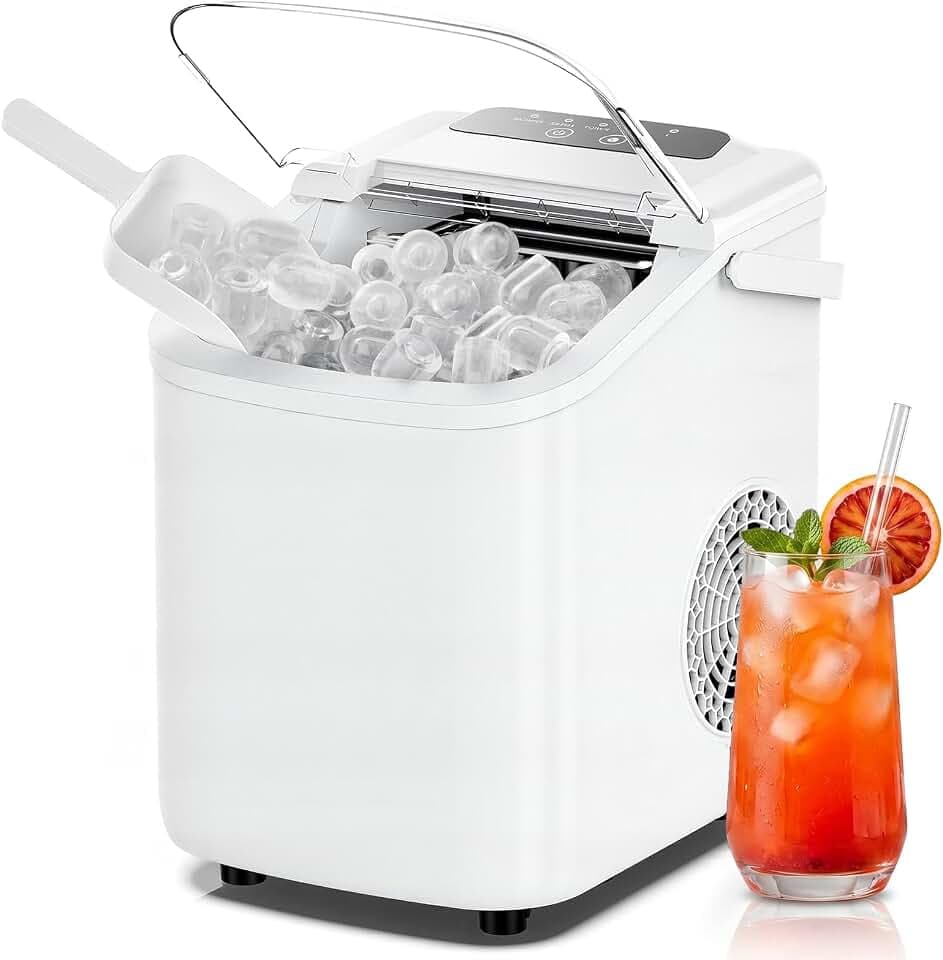 NEWBULIG Ice Maker, Countertop Ice Machine with Portable Handle