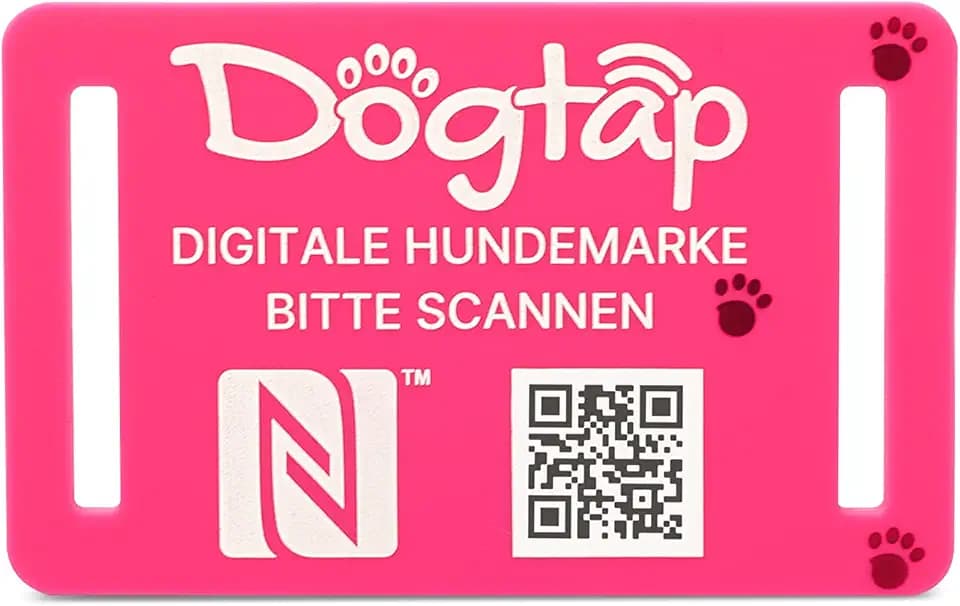 Light Big, digitale Hundemarke für mittlere bis große Hunde, mit NFC-Chip und QR Code für Kontaktdaten und Steckbrief, aus Silikon, wasserfest, flexibel, 67 x 40 mm