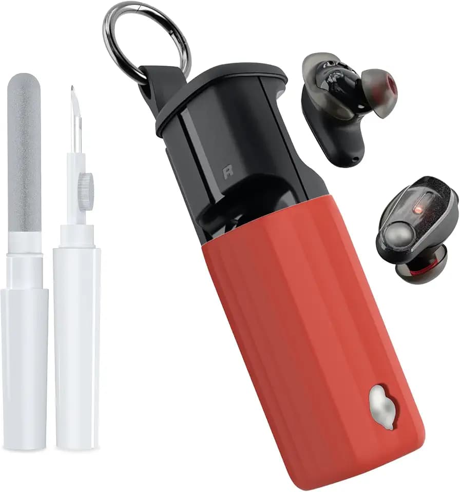 for Skullcandy Method 360 ANC Case Cover, Soft Silicone Protective Earbuds Case, Only Compatible with Skullcandy Method 360 ANC with Cleaner Kit Accessories Set(Red)