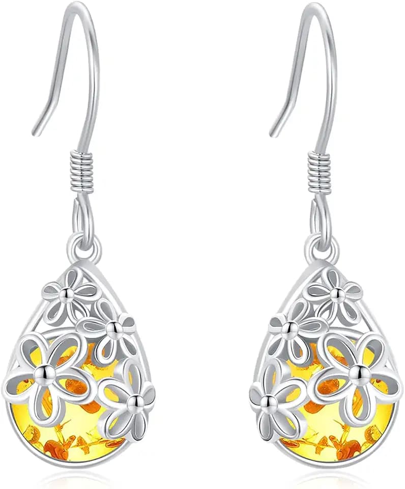 Gänseblümchen Ohrringe für Damen 925 Sterlingsilber Mondstein Blumen Gänseblümchen Ohrhänger hypoallergen eleganter Leverback Schmuck Geschenk für Mädchen Halloween Weihnachten