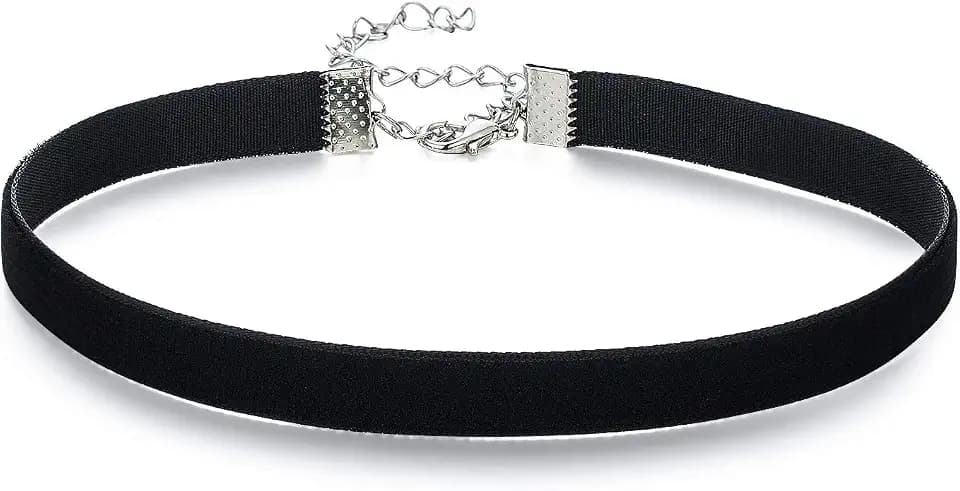 AnalysisyLove Gothic Black Velvet Ribbon Choker for Women Adjustable Collar