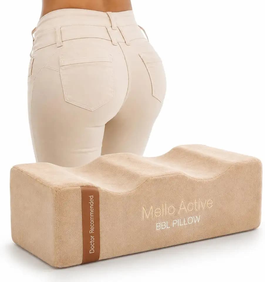 Mello Active BBL Pillow After Surgery – Doctor-Recommended, Firm & Lightweight Sitting Cushion for Post-Op Recovery – Portable Support for Home, Car & Office – Ultimate Comfort & Stability Khaki