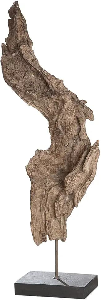 GILDE Skulptur Wurzel auf Base - Statue Baumwurzel Braun naturfarben - Figur Wohnzimmer - Büro Dekoration auf schwarzem Sockel H 66,5cm Skulpturen Deko