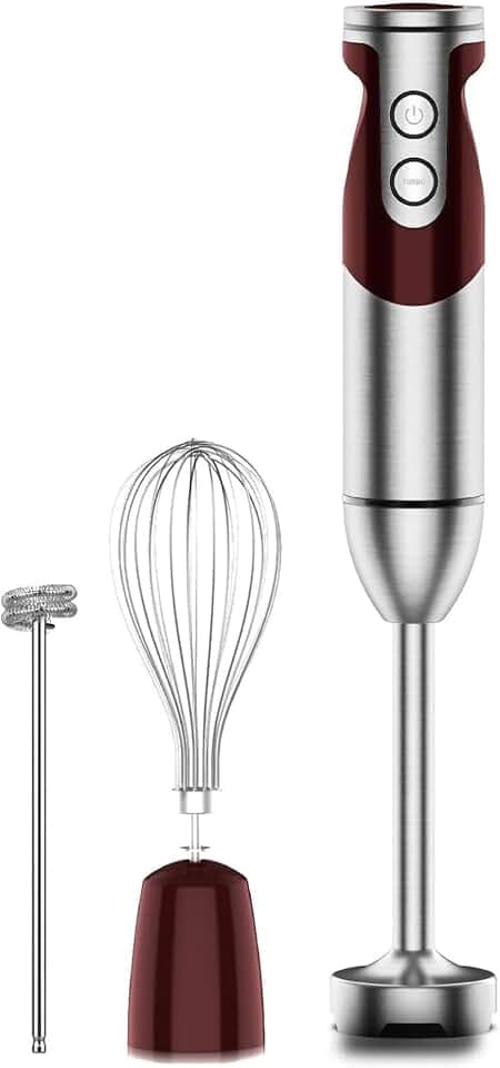 MEGAWISE Immersion Blender, 3-in-1 Hand Blender with Whisk & Milk Frother