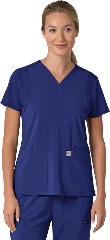 Carhartt Scrubs for Women Force Cross-Flex Panel V-Neck Tops with 3 Pockets
