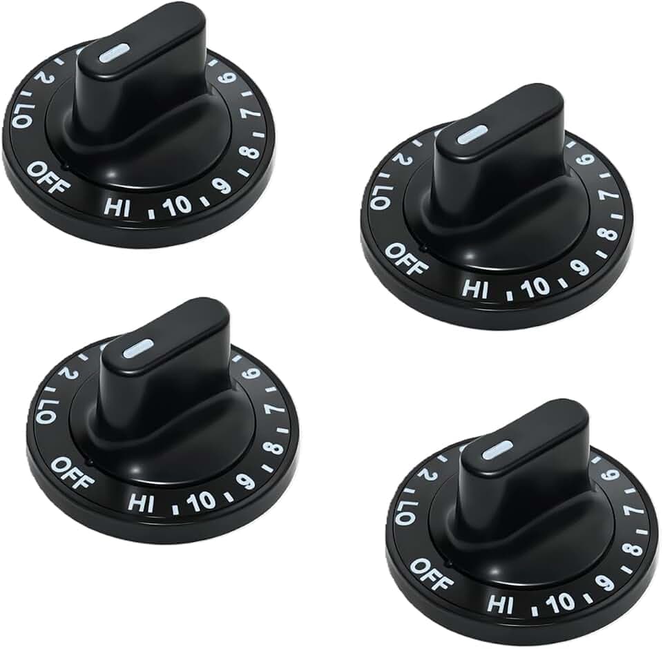 4-Pack 12200035 Stove Burner Control Knob Replacement Compatible with Jenn Air, for Whirlpool and for Kenmore Ranges, Surface Burner Knobs Replaces AP4011301 PS2005743