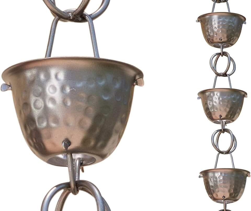 Monarch Rain Chains 50584 Aluminium-Zinn-Regenkette, gehämmert, 2,6 m