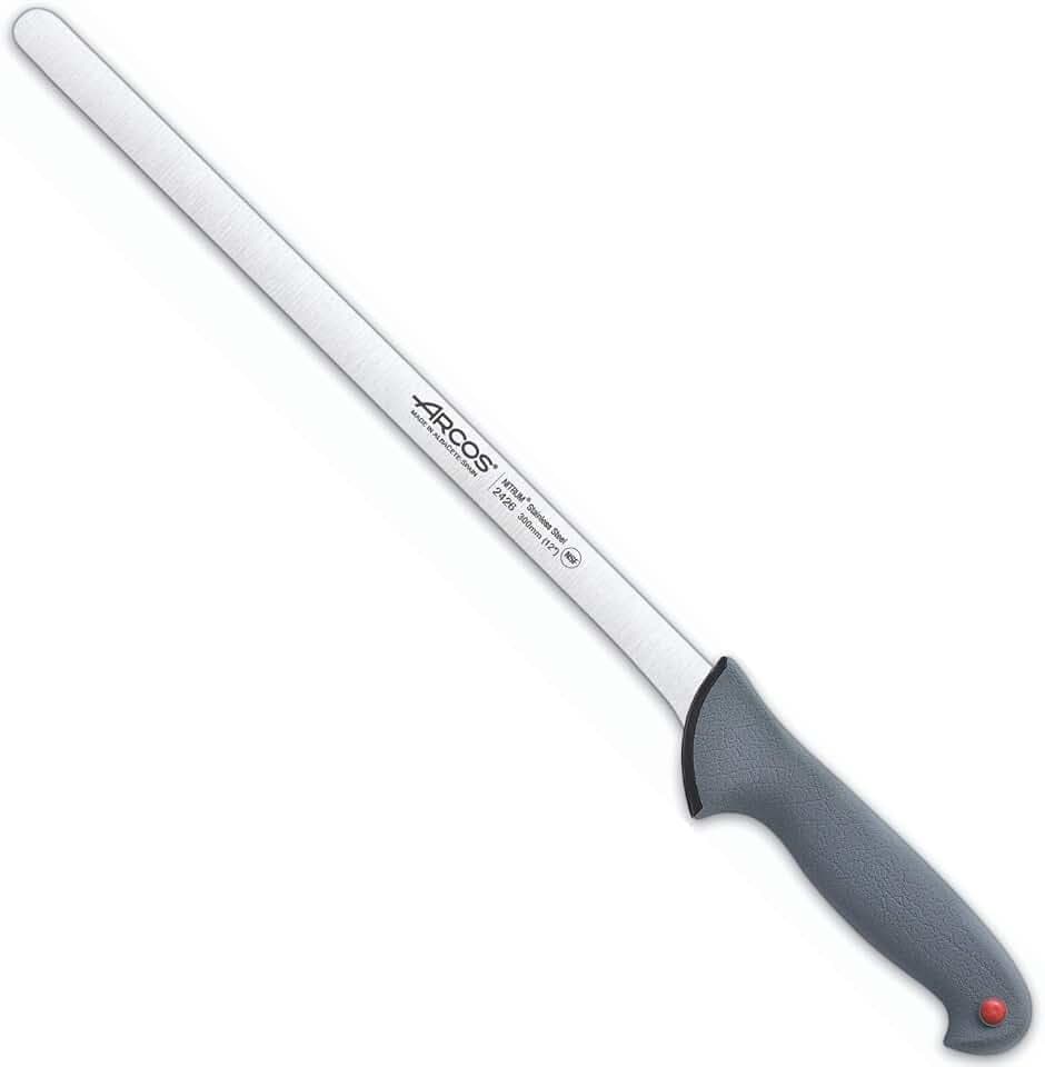 Arcos Jamonmesser mit Edelstahlklinge 300 mm - Ergonomischer Griff aus Polyoxymethylen (POM), Hohe Anpassungsfähigkeit und Widerstandsfähigkeit - Schwarz, Serie Colour Prof