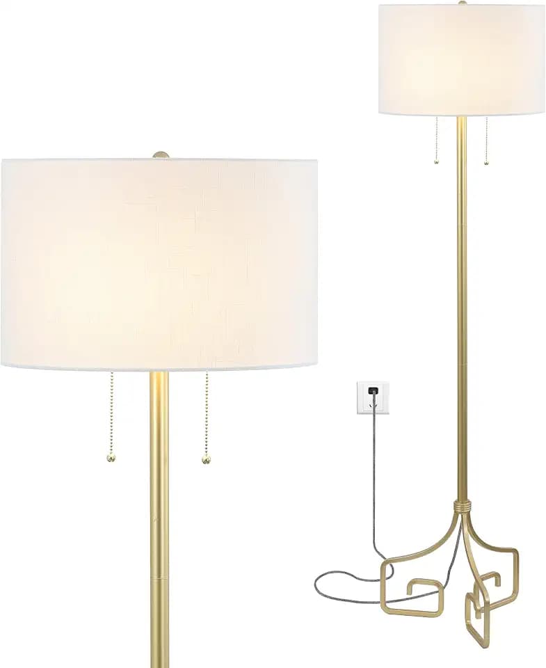 JONATHAN Y Newman 2-Light 61.5" Glam Metal LED Floor Lamp, Gold Painting