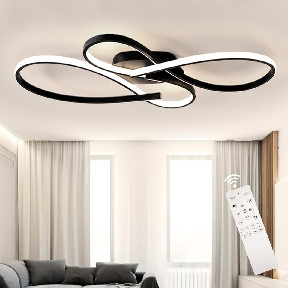LED-Deckenleuchte, dimmbare Deckenleuchte, Mit Fernbedienung Memory Funktion, modernes Design, LED-Deckenleuchte, Geeignet für Schlafzimmer, Balkone, Cafeteria, Kinderzimmer einfache Montage (60CM)