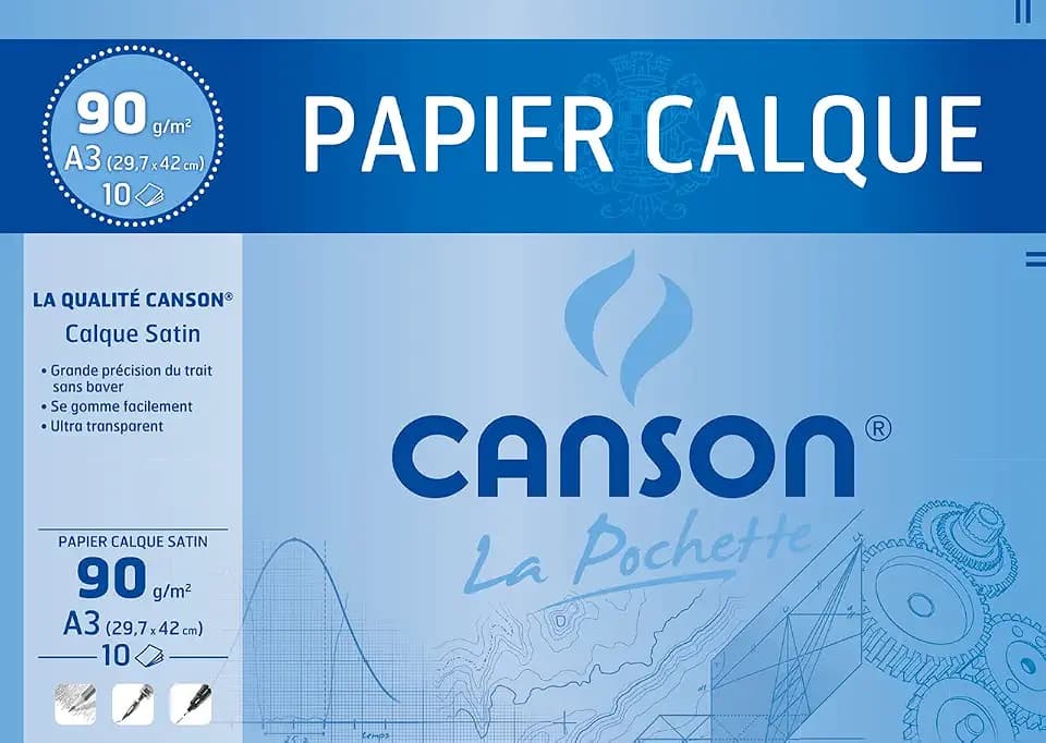 CANSON 200017153 Transparentpapier, satiniert, DIN A3, 90/95 g/qm