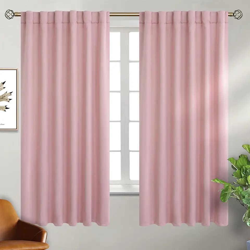BGment Pink Blackout Curtains for Girls Bedroom, 2 Panels, 52 x 63 Inch