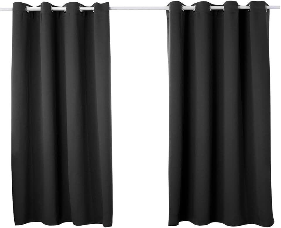 WOLTU Verdunklungsvorhänge mit Ösen Gardinen Blickdicht 175x140cm Schwarz