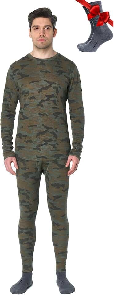 Merino.tech 100% Merino Unterwäsche Herren Set Shirt & Hose + Wandersocken