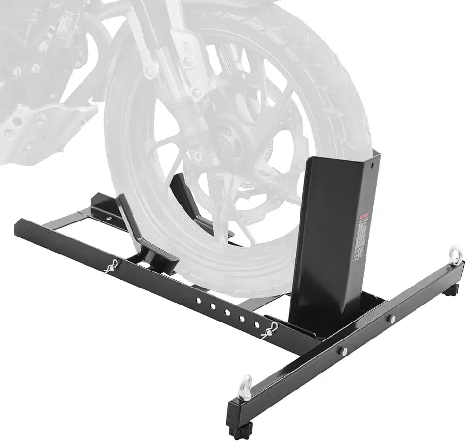 VEVOR Motorcycle Wheel Chock, Max. 1800 lbs Heavy Duty Motorcycle Stand, with 6 Adjustable Holes, Durable Steel Construction, Fits 15"-22" Wheels, Work with Off-Road and Regular Bikes