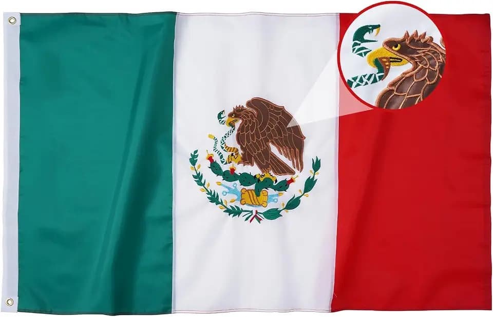AMZFLAG Mexican Flag 2x3 ft Heavy Duty Bandera de Mexico for Outside Embroidered Mexico Flags Vivid Color MX National Flags Outdoor with 2 Brass Grommet 24x36 Inches Polyester