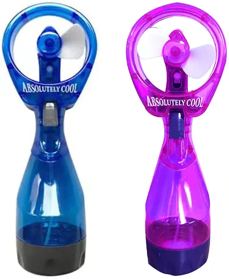 Water Mist Spray Bottle Fan Portable Handheld Mister - Battery Operated (Purple & Blue)